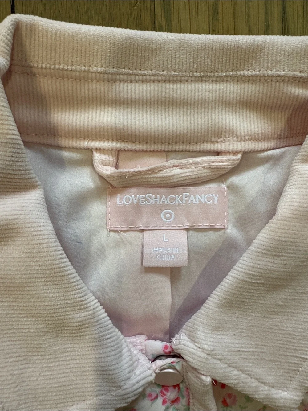 LoveShackFancy x Target Quilted Floral Pink Button-Front Jacket Size L